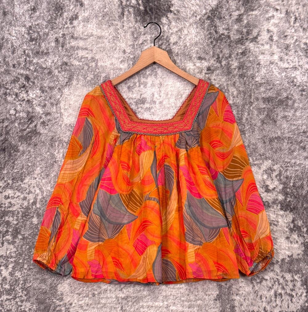 Bl^nk London Blouse Top Small Petite Womens Anthropologie Abstract Floral